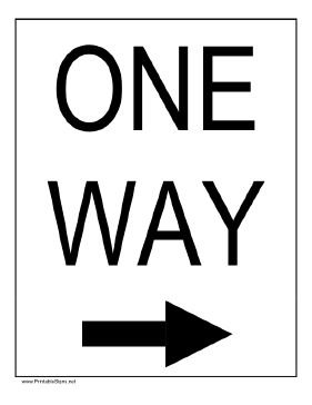 Printable One Way to the Right Sign