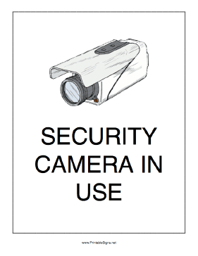 Printable Security Camera In Use Sign